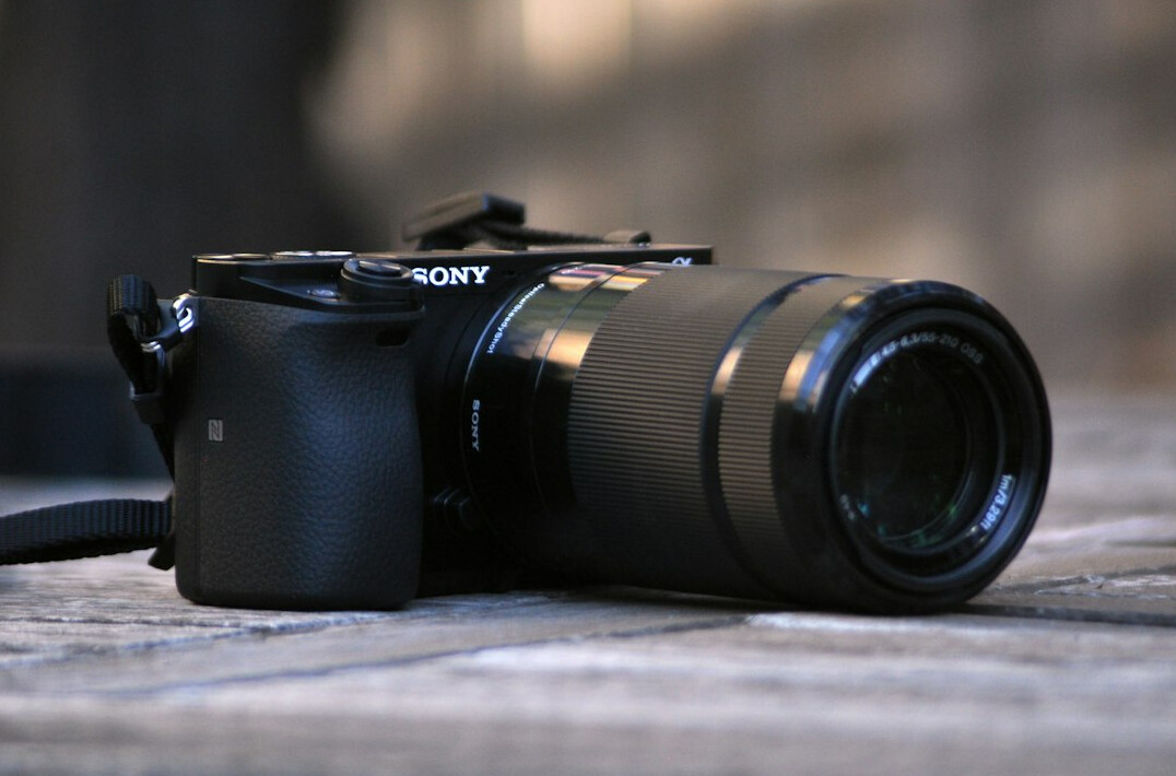 Professional camera with a large lens